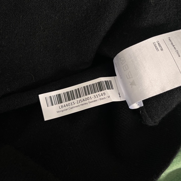 Quince Mongolian Cashmere Henley Sweater in Black - Picture 7 of 8